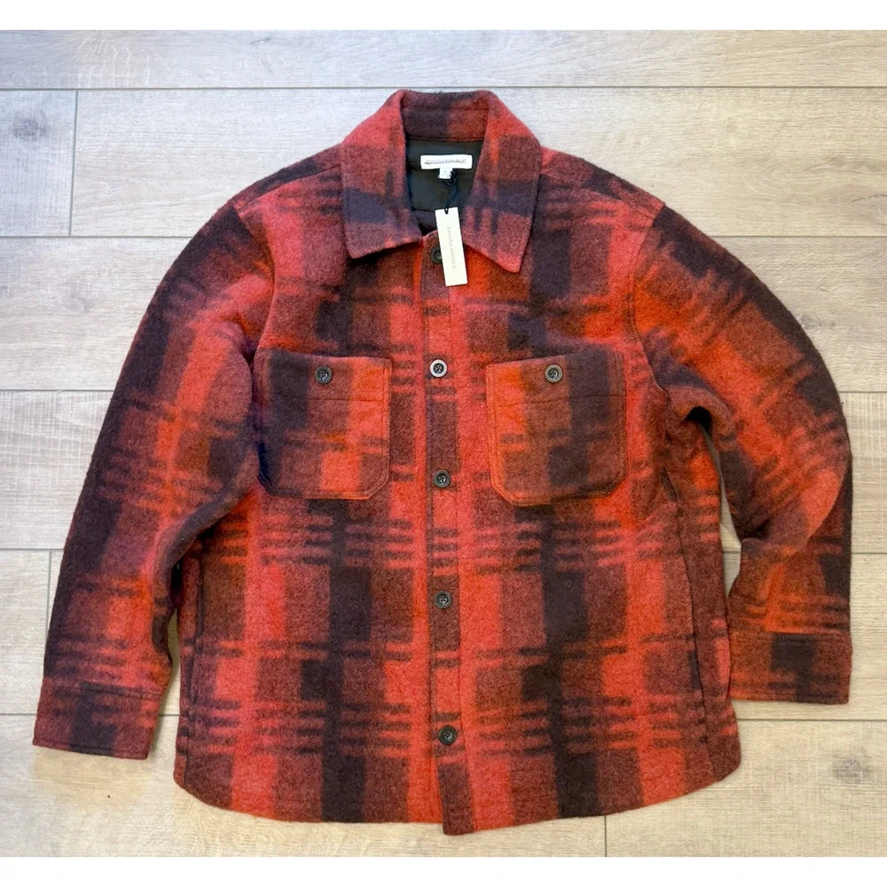 NWT BANANA REPUBLIC $200 BRUSHED WOOL BLEND OVERSHIRT SHACKET JACKET SZ L